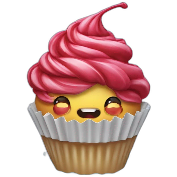 Un cupcake avec un verre d'eau au-dessus emoji