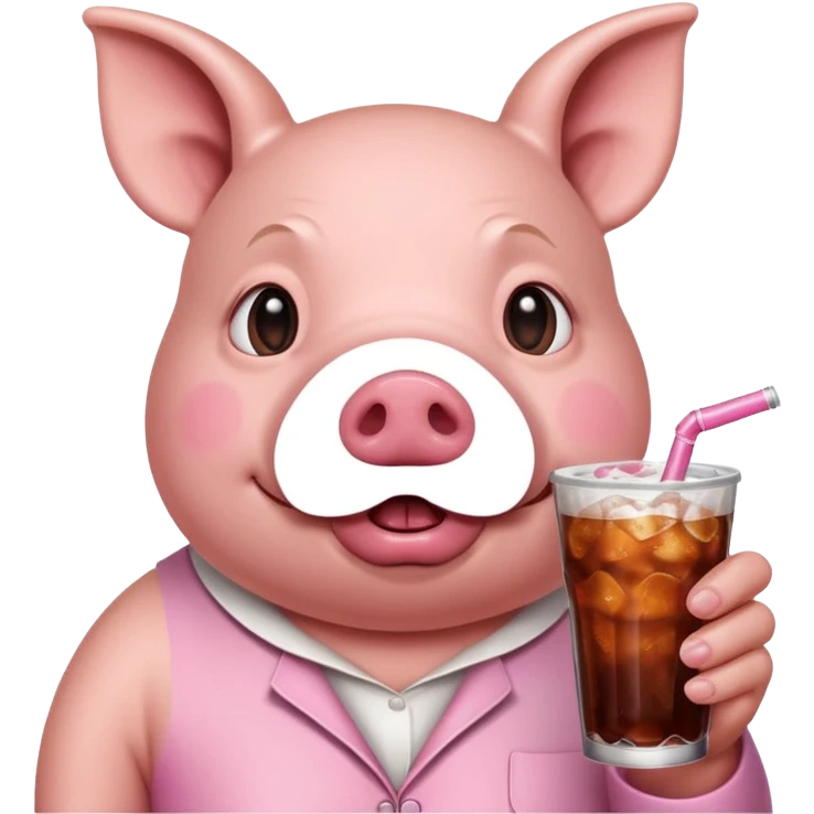 Piggy drink a soda emoji