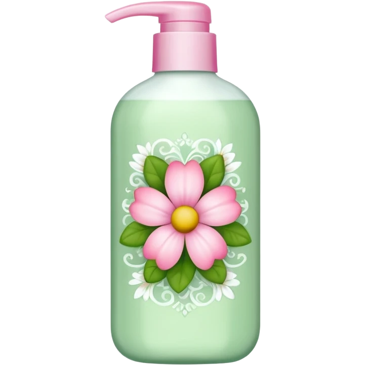light green and pink floral shampoo emoji