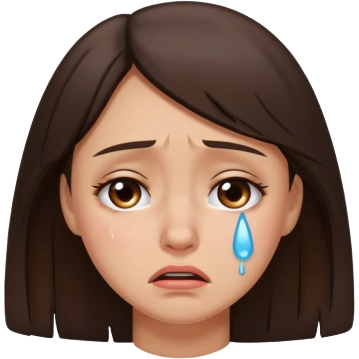 brunette girl crying emoji