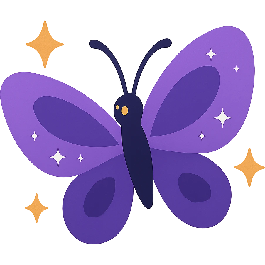 purple butterfly with sparkles emoji