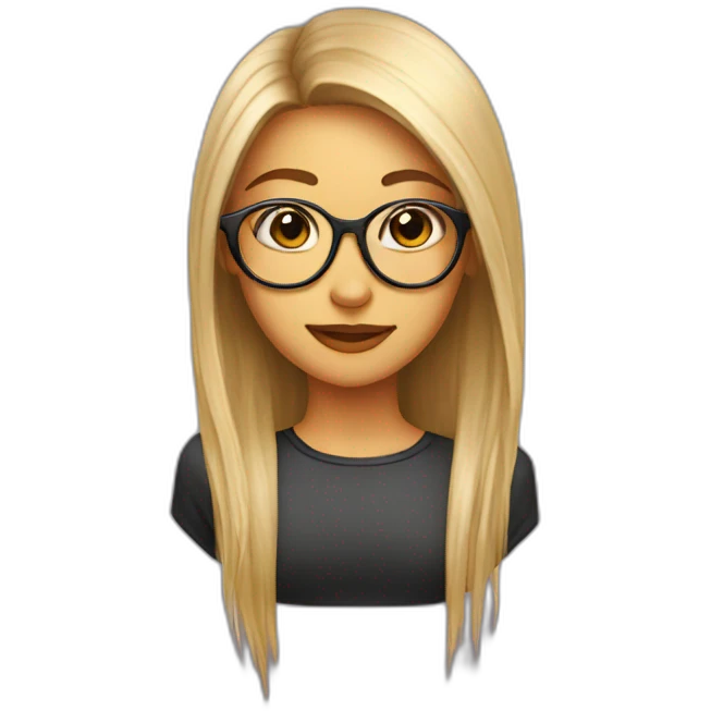 Girl with metal spectacles, long straight hair, ear piercings emoji