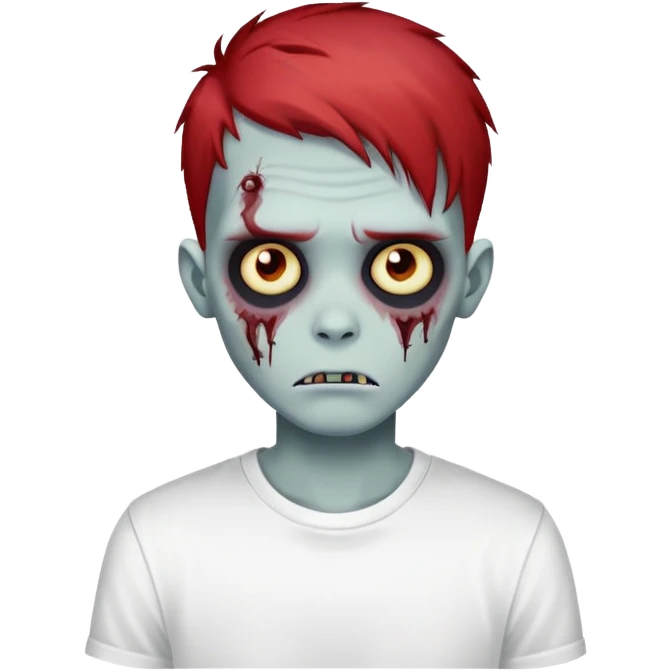 zombie boy with emo red hair and white shirt  emoji