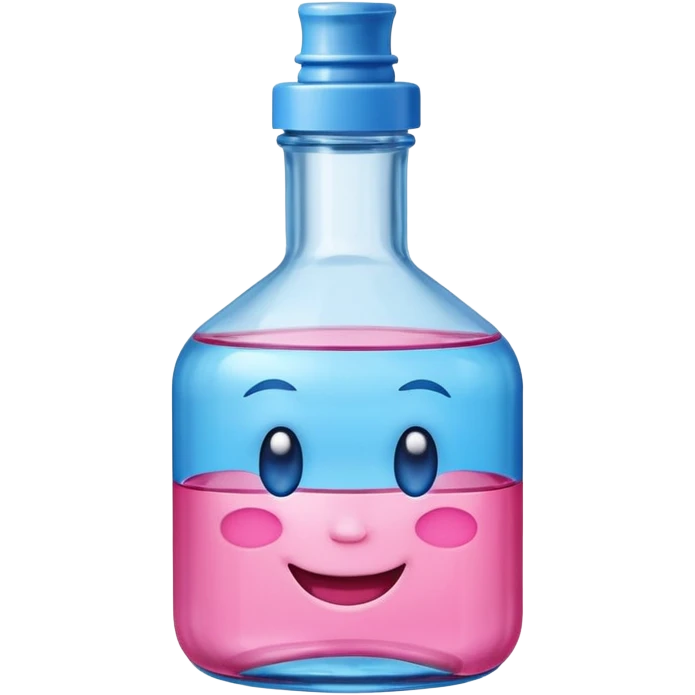 Smiling winking oil bottle pink blue top  emoji