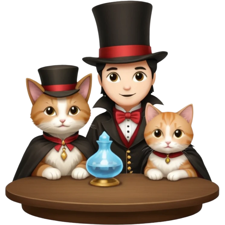 magician couple and their pet cat emoji