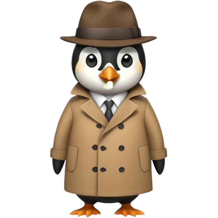 kahverengi trençkotlu penguen dedektif  emoji