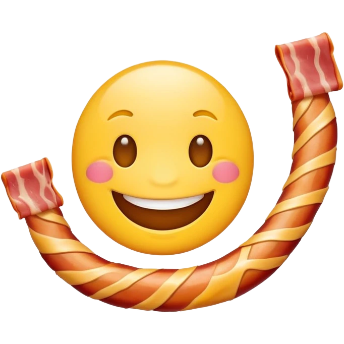 smiling emoji holding a bacon strip emoji