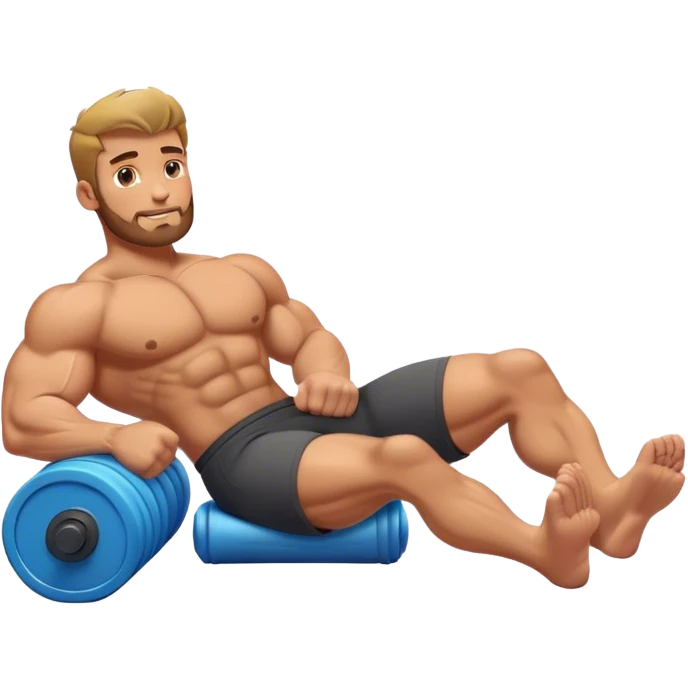 buff guy lying lats down on foam-oller emoji