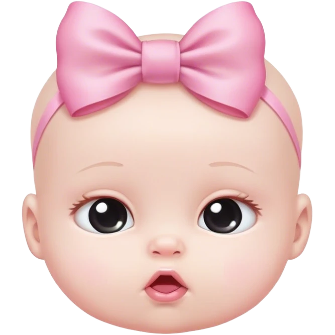 White newborn baby with pink bow emoji