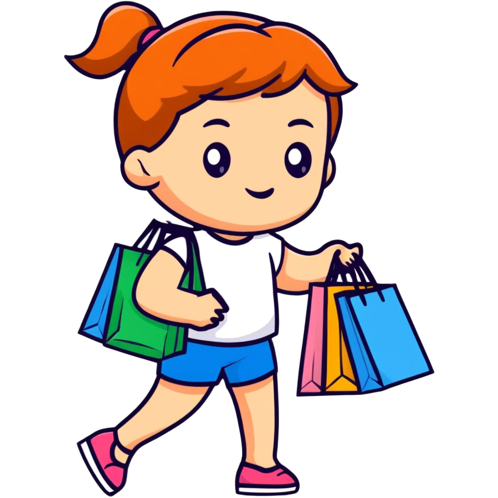 girl carrying shopping bags after shopping emoji