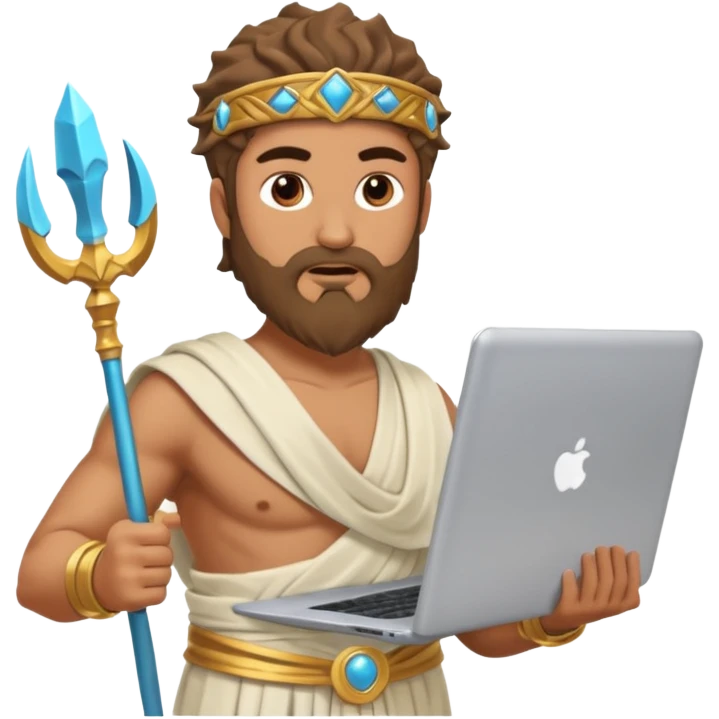 Poseidon with laptop emoji