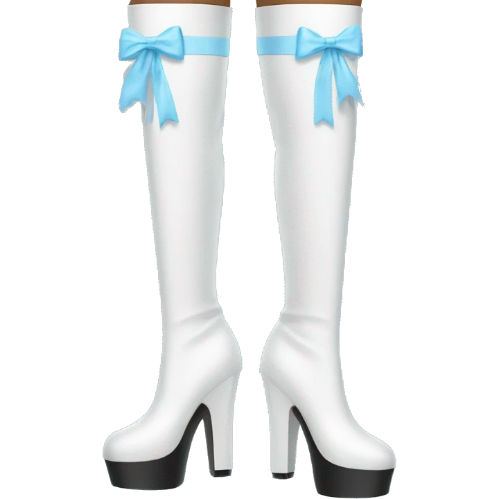 White thigh high boots with baby blue bows no legs emoji