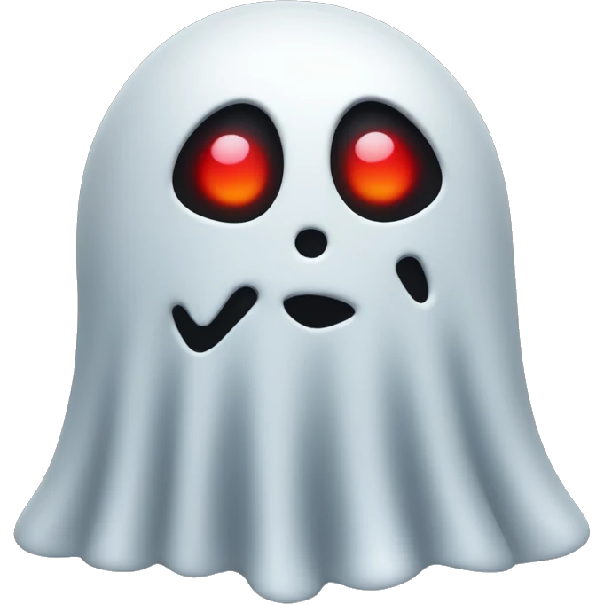 Make me a 3D  scary ghost emoji in black and neon colors like red emoji