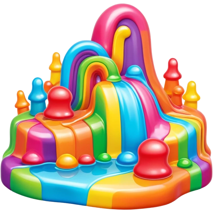 surreal melting neon rainbow gummy candy land landscape emoji
