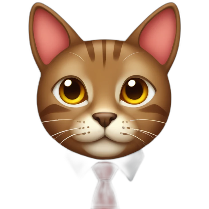 brown cat with red tie cartoon style emoji