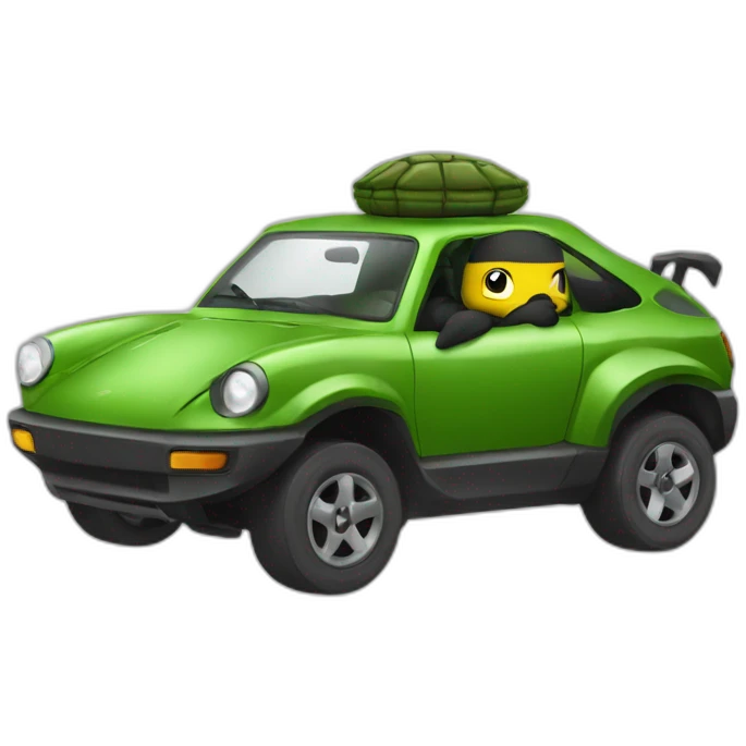 Tortue ninja dans voiture volante emoji