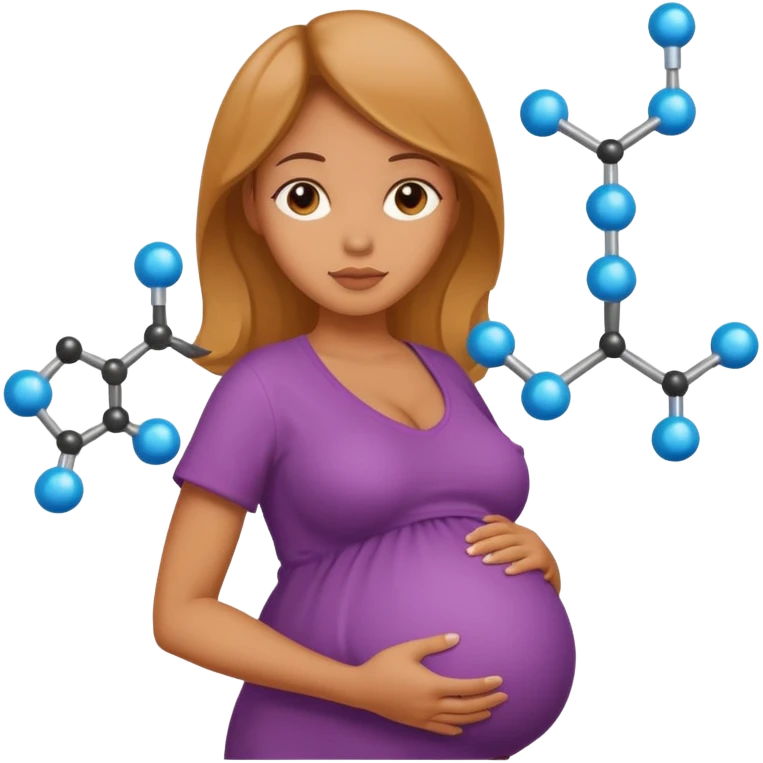 chemical molecule symbol next to a pregnant  emoji
