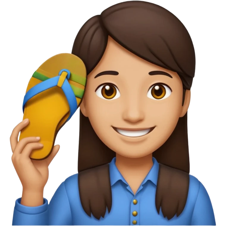 Smile, emoji, holding a chappal emoji