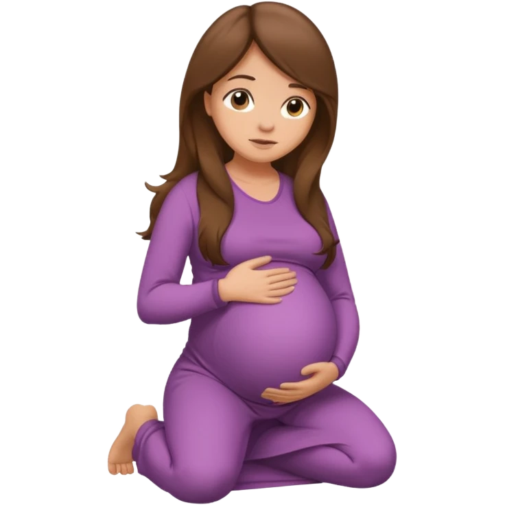 Pregnant long brown hair kneeling emoji