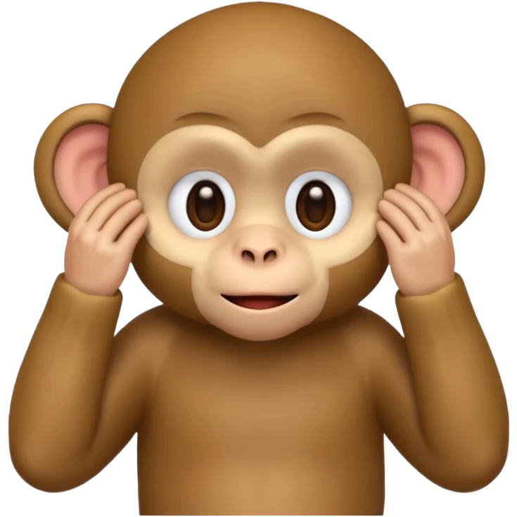 adorable small monkey, literally covering his eyes with both hands, palms flat over eyes, emoji style emoji