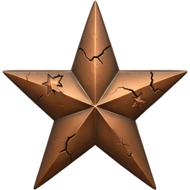 Concept: A single, bronze-colored military star (like a Bronze Star or a general's star) that is slightly faded or has a "crack" graphic running through it.

Color: Faded bronze or dark gold. emoji