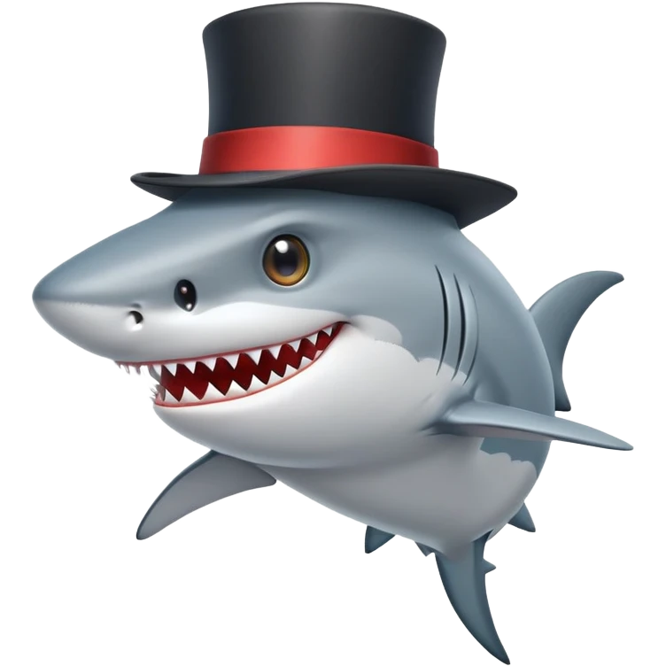 Shark with a top hat emoji