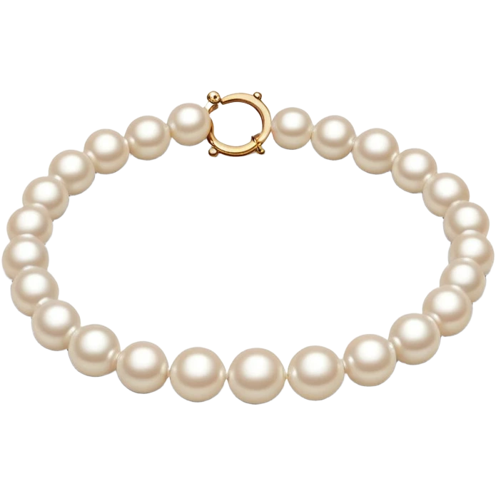 white pearl bracelet, simple, round pearls emoji