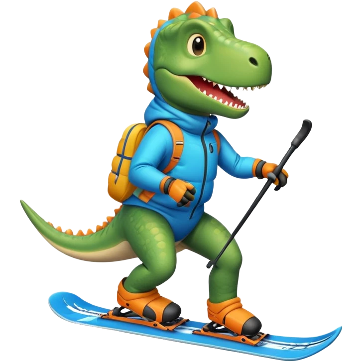 dinosaur skiing emoji