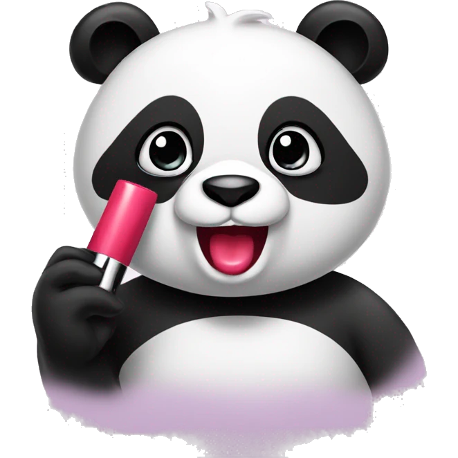 Panda holding lipstick emoji