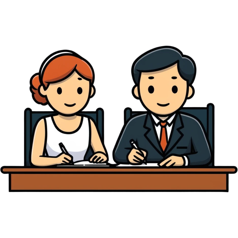 couple signing divorce papers emoji