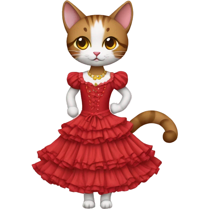 Gato alto vestido de flamenca emoji