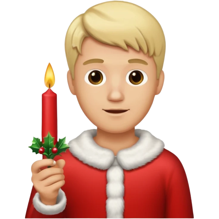 blonde man holding christmass ornamented candle emoji