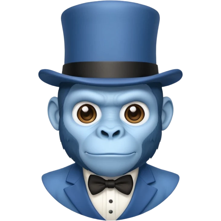 A gorilla tag guy from gorilla tag that’s blue and has the top hat emoji