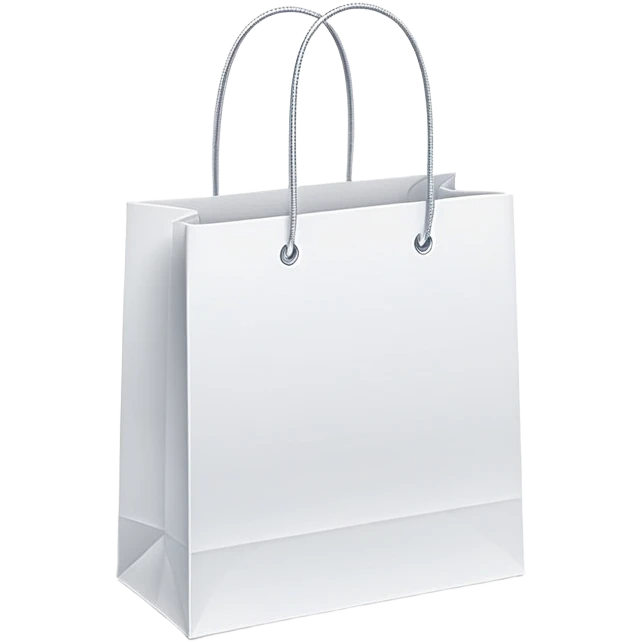 Minimalist shopping bag with soft modern lines, small sparkles, clean design for clothing store, simple elegant shopping icon emoji