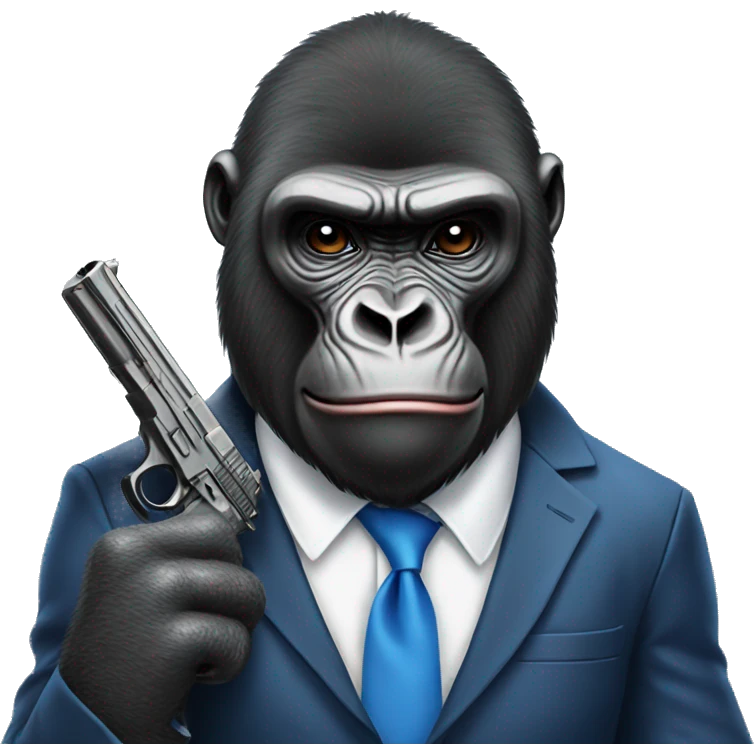 Gorilla Wearing A suit with blue bandanna and a gun emoji