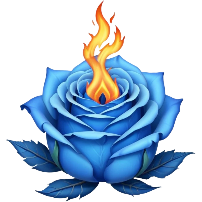 Create blue rose burning in blue flame emoji
