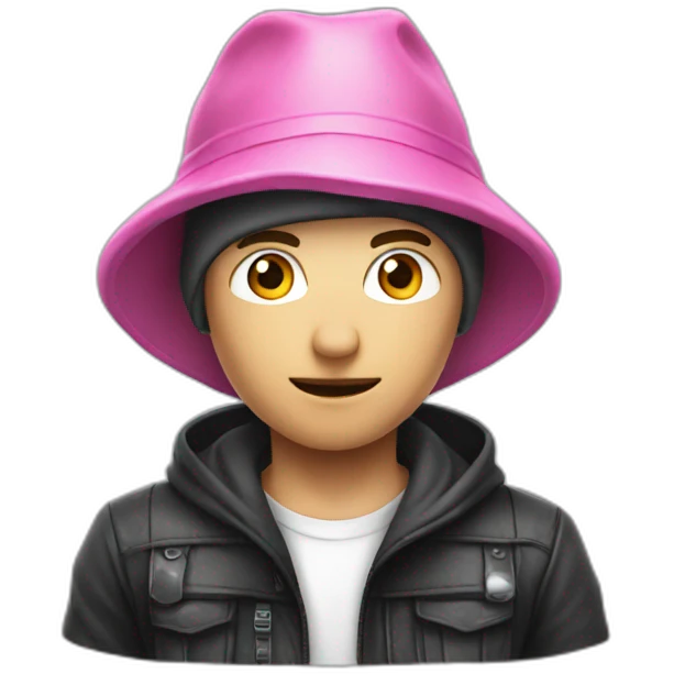 Robber hose pink hat boy white emoji