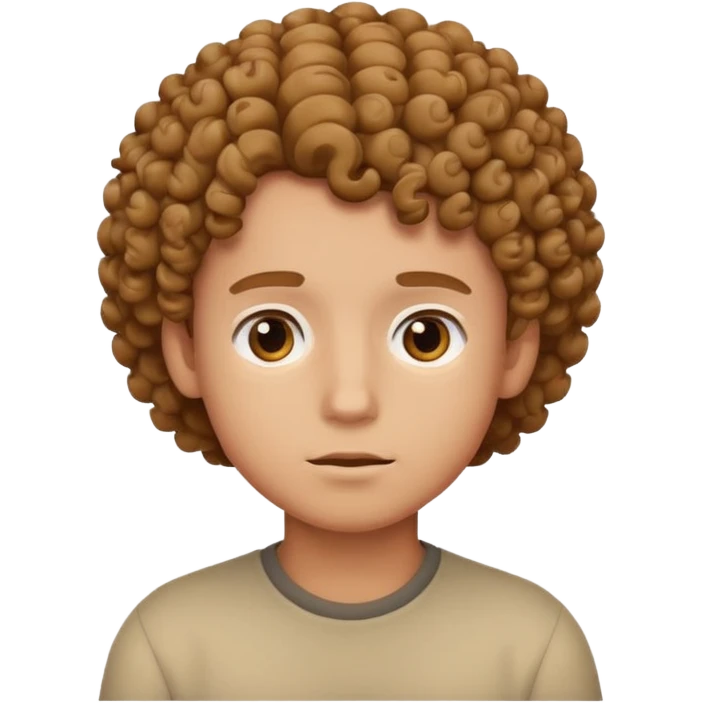 head of a boy thinking, simple emoji style, curly hair emoji