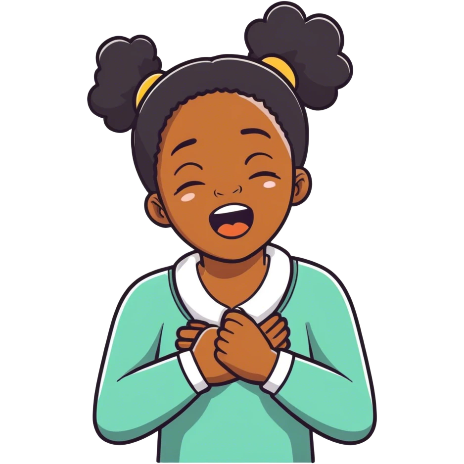 Black Girl with hands crossed choking herself screaming laughing crying emoji