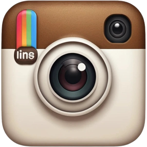 Create a [Instagram] in a minimalist, playful hand-drawn doodle style, using thick, uneven black outlines and keeping the object white with two small black dot eyes. Center the anthropomorphic object within a solid-colored circular background, maintaining the simple, cartoonish feel. emoji