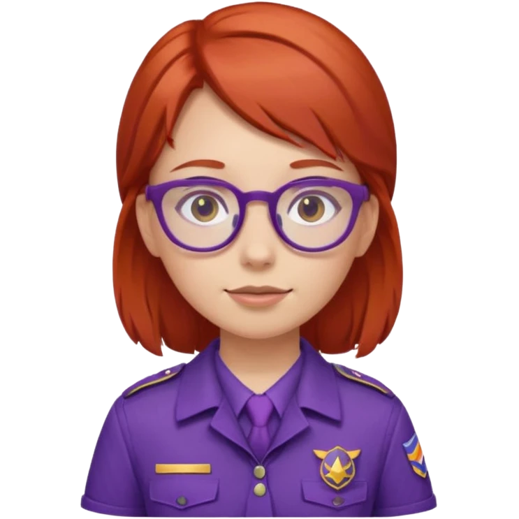 red haired scout kid with purple uniform and glassess girl emoji