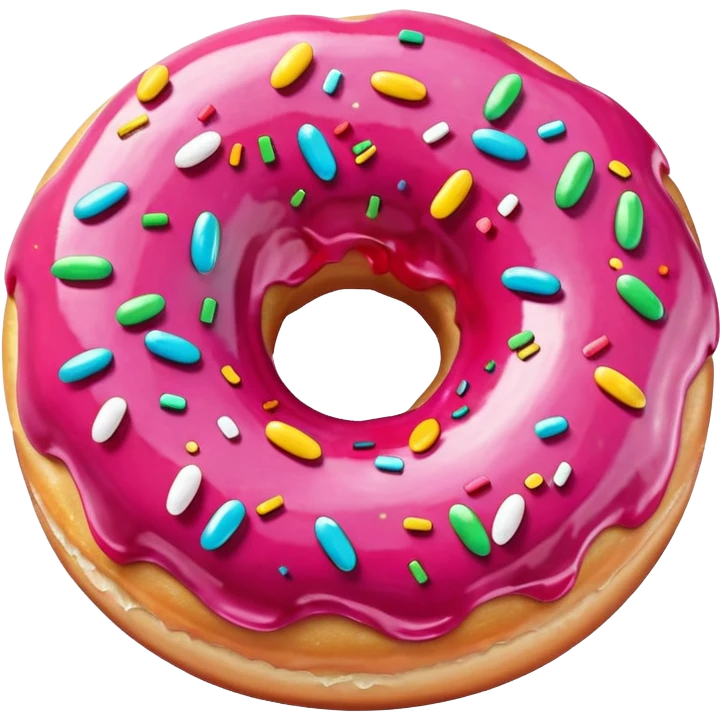 Pink glazed donut with sprinkles emoji