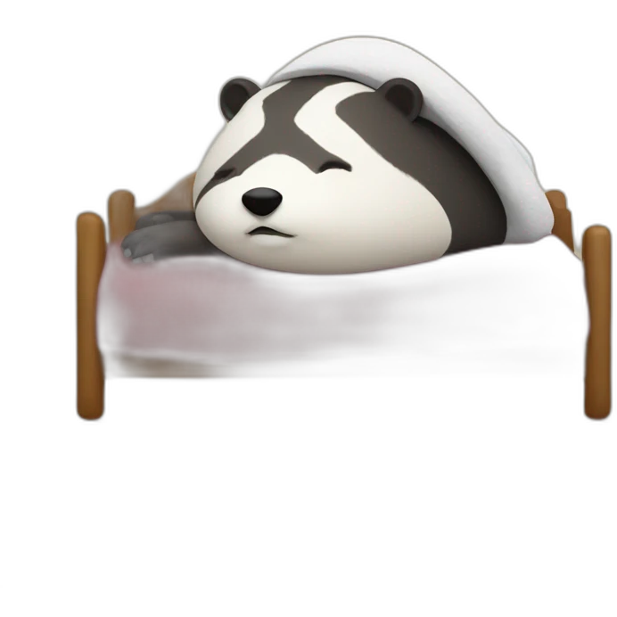 Badger with a sleep hat in a bed  emoji