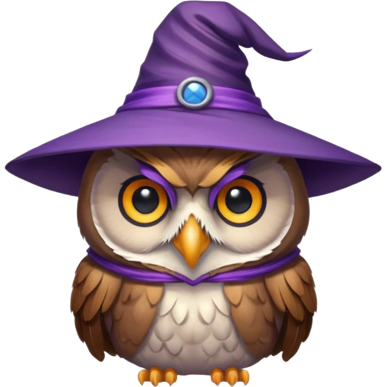 owl wear purple wicth hat emoji