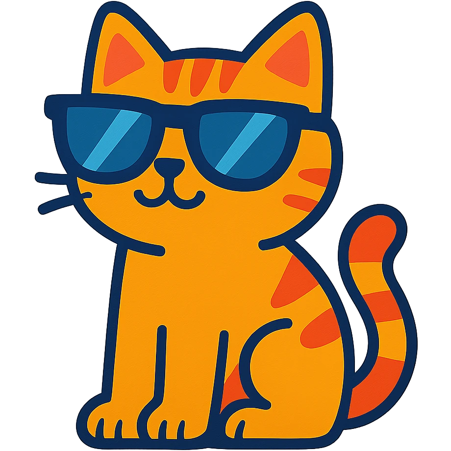 cat wearing sunglasses, vibrant cartoon style emoji
