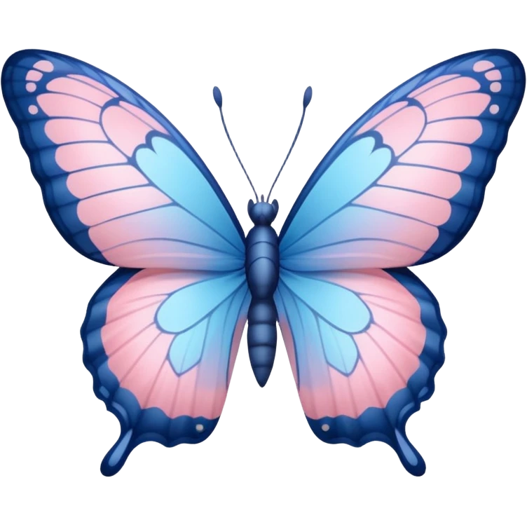 A butterfly with light blue fade to light pink wings emoji