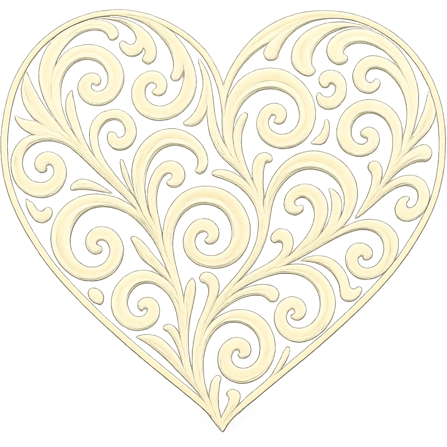 heart with a swirling ivory pattern, digital illustration emoji