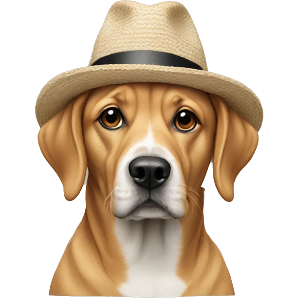 realistic dog indoors scene wearing hats emoji