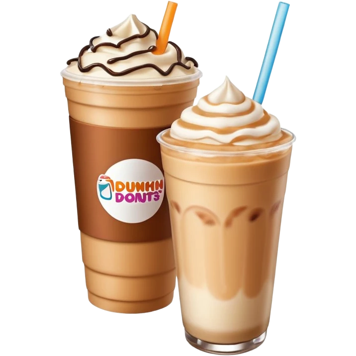 Dunkin’ Donuts iced latte with a carton of coffee milk next to it emoji