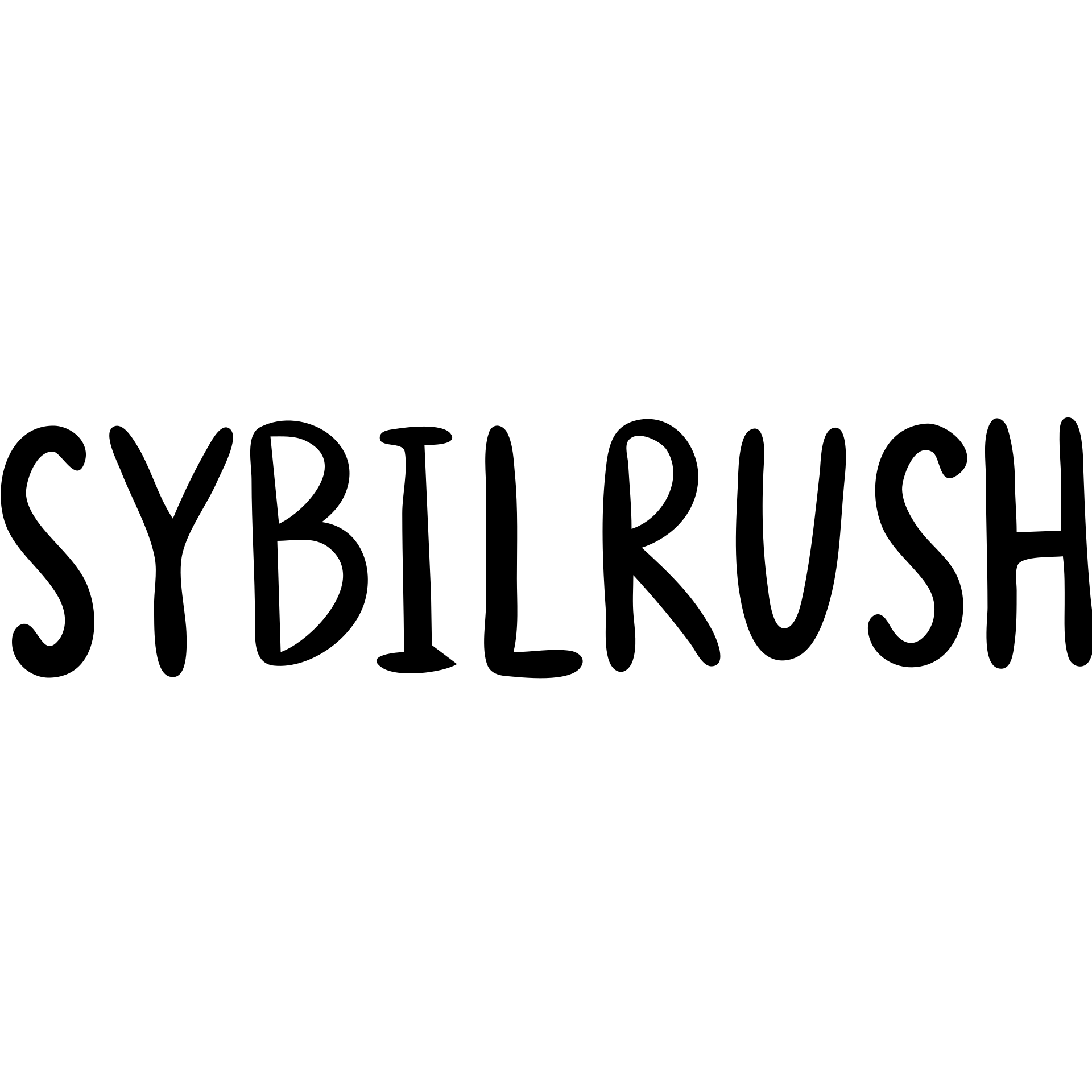The word "SYBILRUSH" in handwritten style emoji